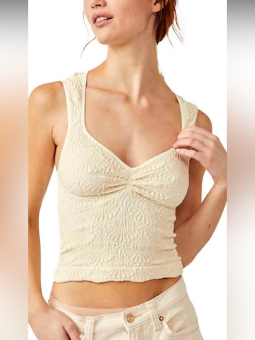 Free People Love letter Tank sweetheart sz M/L.  Cream